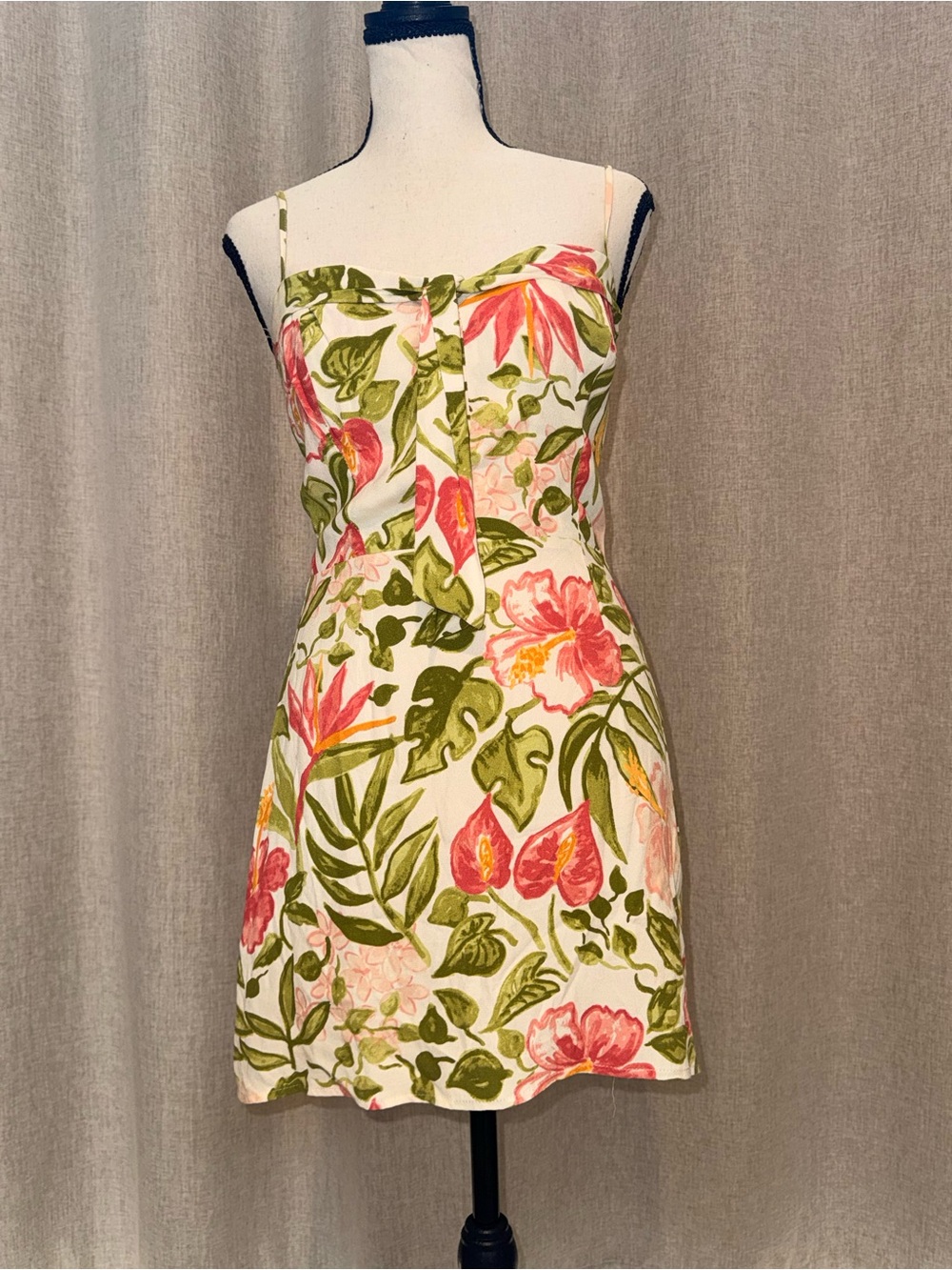 Reformation Tropical Floral Sweetheart Mini Dress Size 4